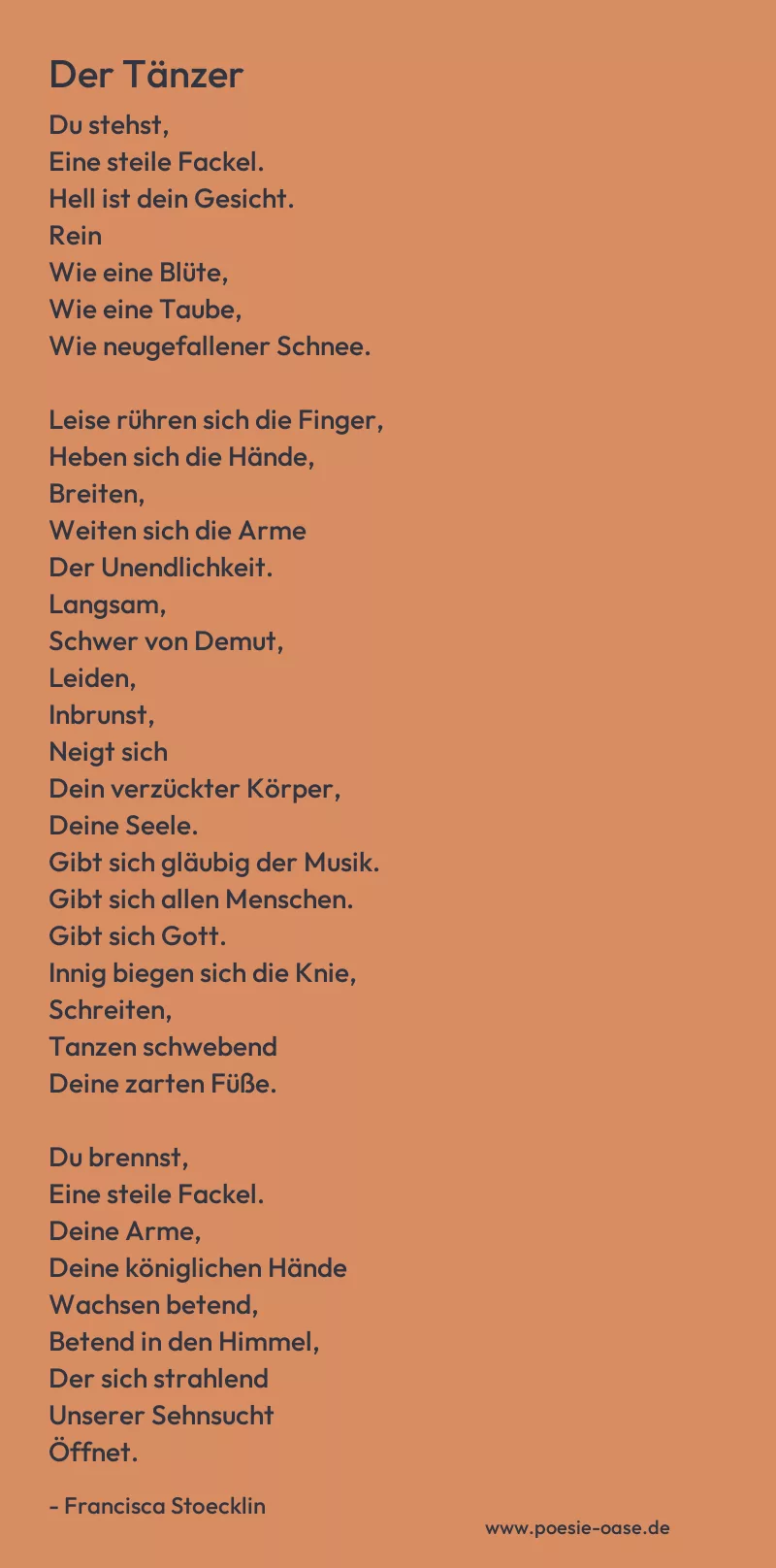 Gedicht: Der Tänzer von Francisca Stoecklin