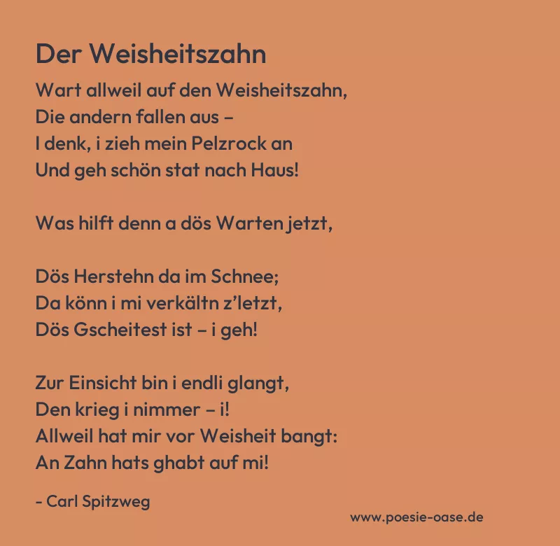Gedicht: Der Weisheitszahn von Carl Spitzweg