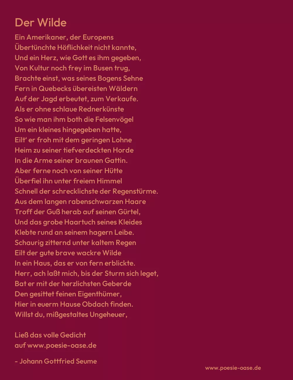 Gedicht: Der Wilde von Johann Gottfried Seume
