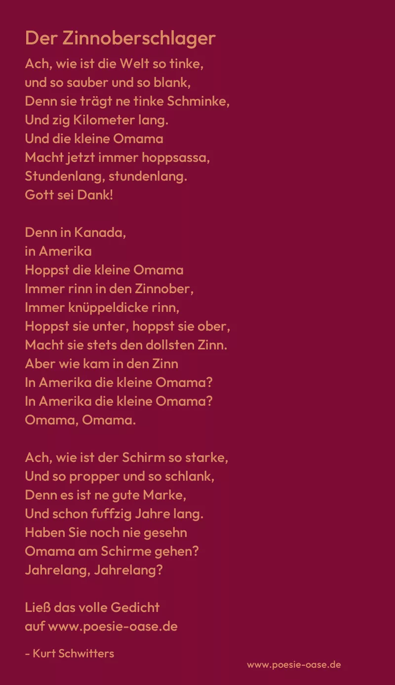 Gedicht: Der Zinnoberschlager von Kurt Schwitters