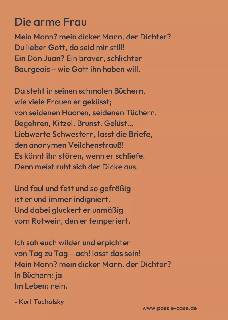 Gedicht: Die arme Frau von Kurt Tucholsky