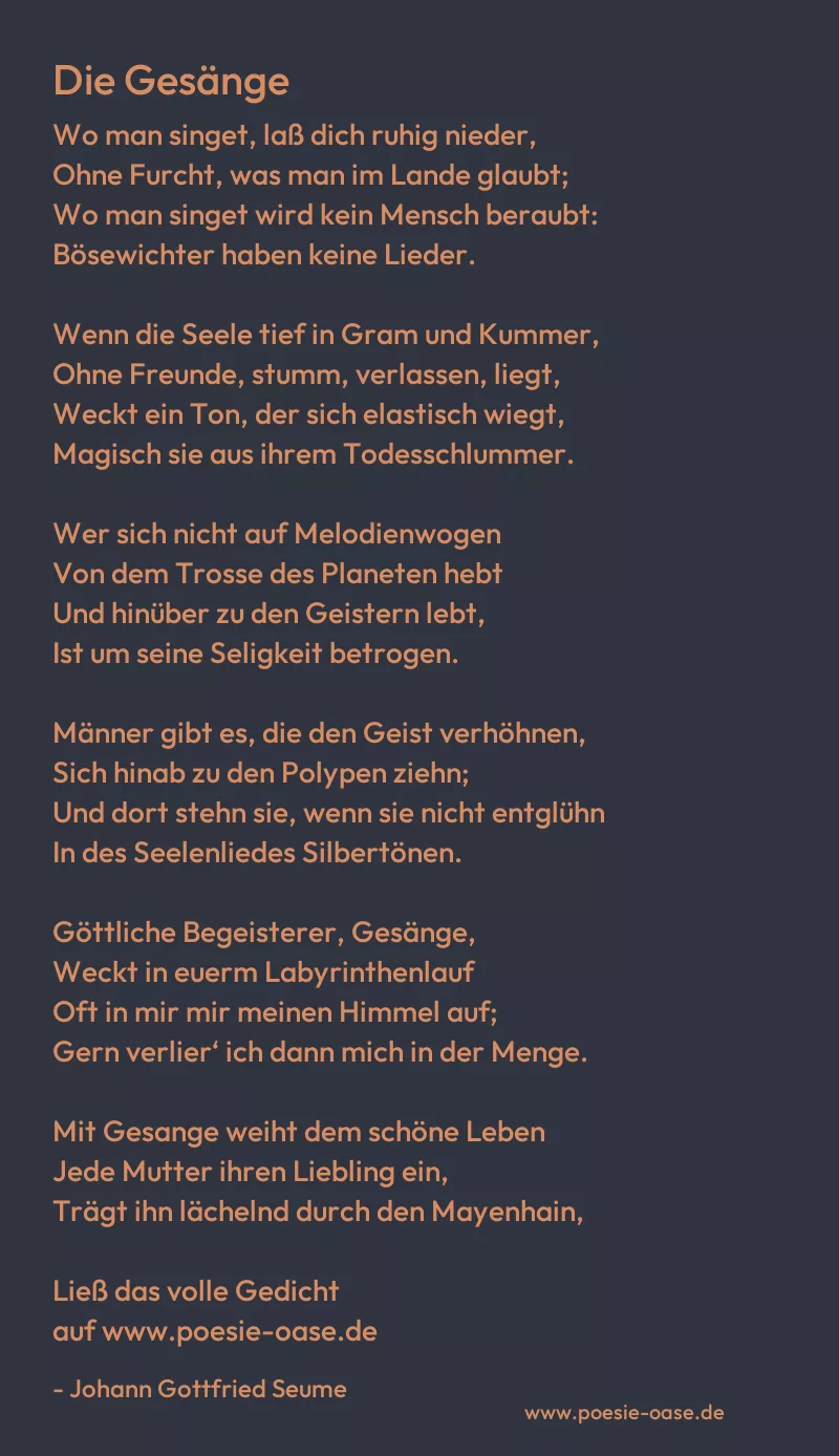 Gedicht: Die Gesänge von Johann Gottfried Seume