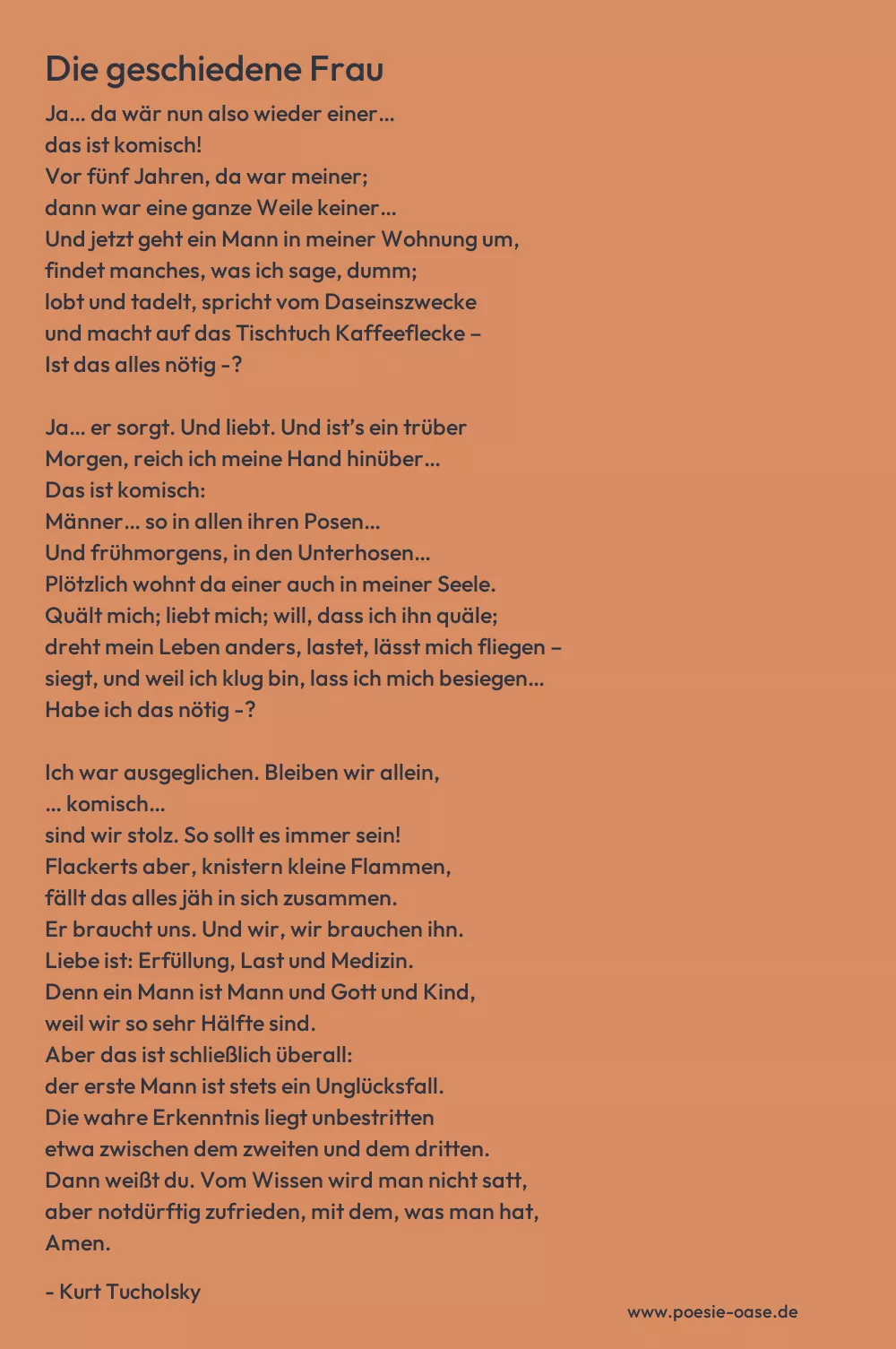 Gedicht: Die geschiedene Frau von Kurt Tucholsky
