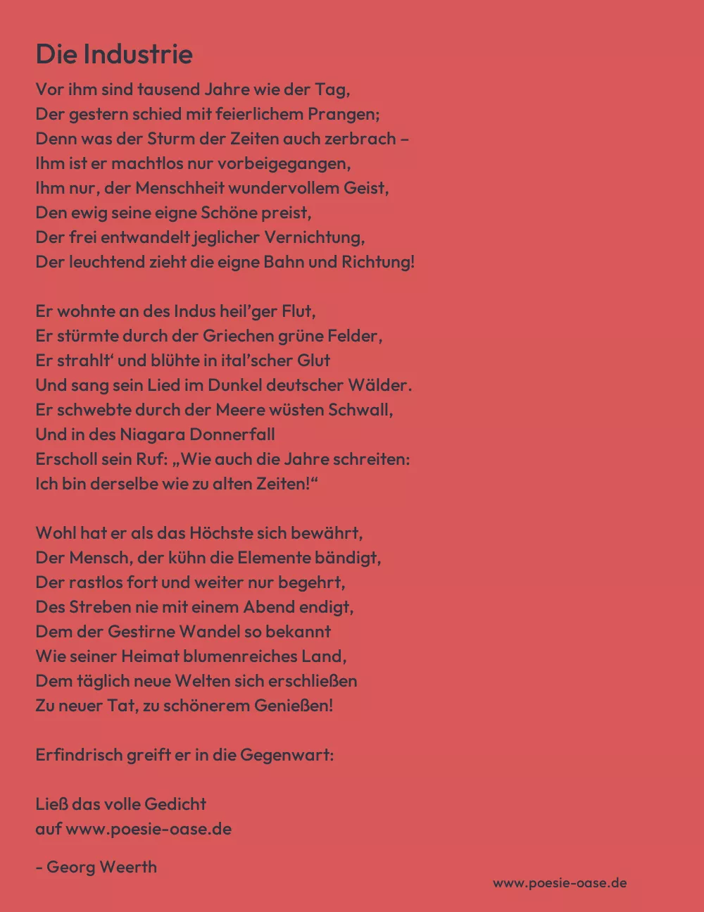 Gedicht: Die Industrie von Georg Weerth