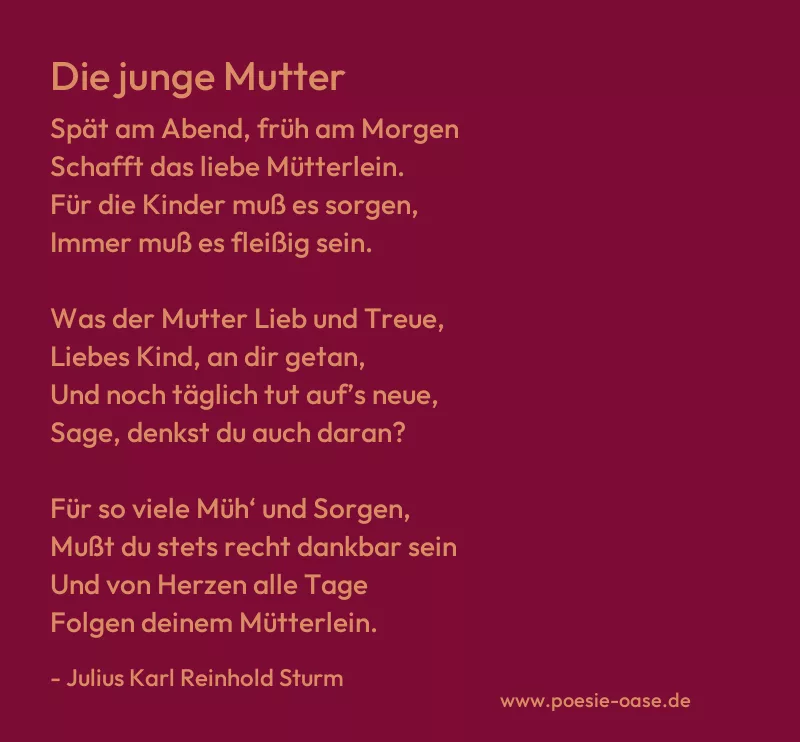 Gedicht: Die junge Mutter von Julius Karl Reinhold Sturm