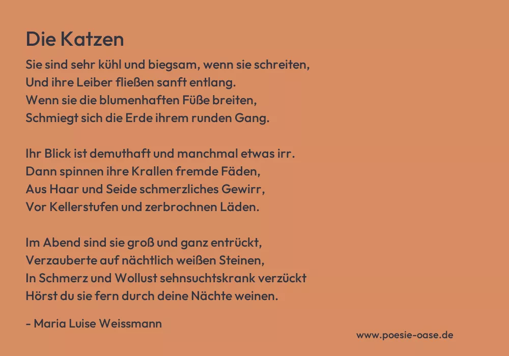 Gedicht: Die Katzen von Maria Luise Weissmann
