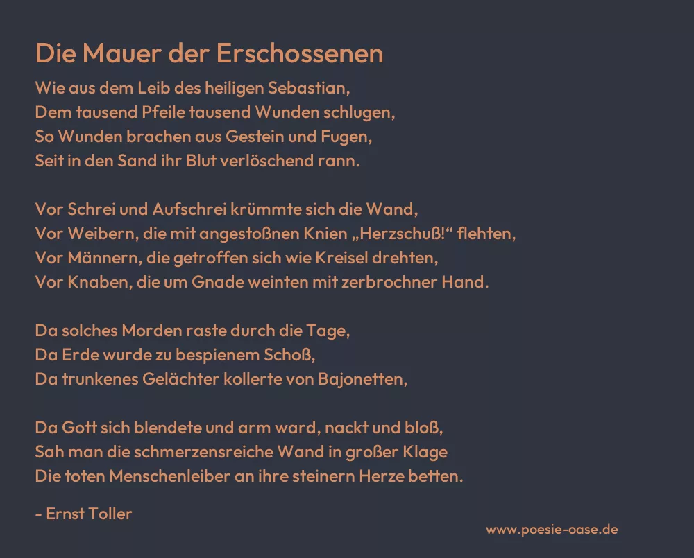 Gedicht: Die Mauer der Erschossenen von Ernst Toller