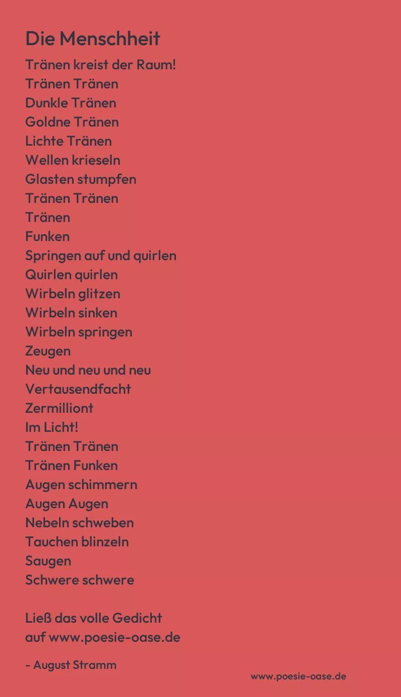 Gedicht: Die Menschheit von August Stramm