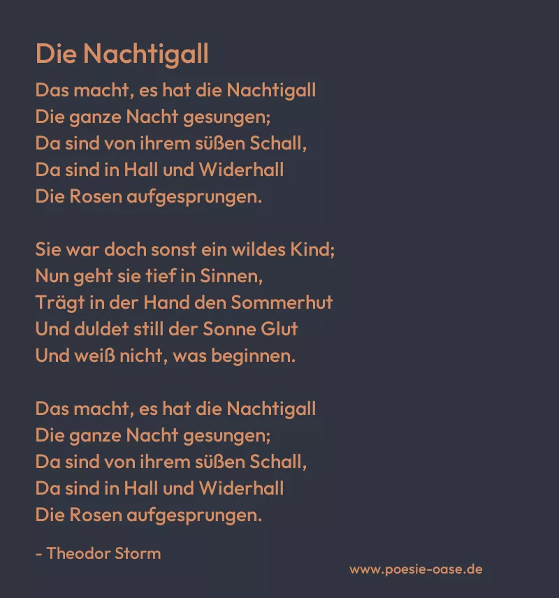 Gedicht: Die Nachtigall von Theodor Storm