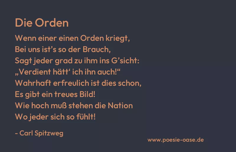 Gedicht: Die Orden von Carl Spitzweg