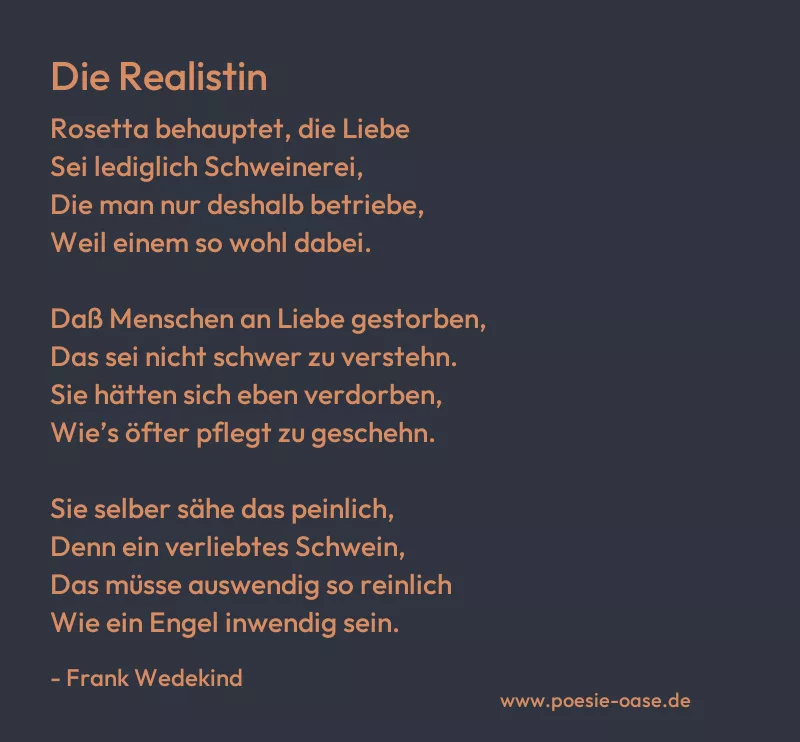Gedicht: Die Realistin von Frank Wedekind
