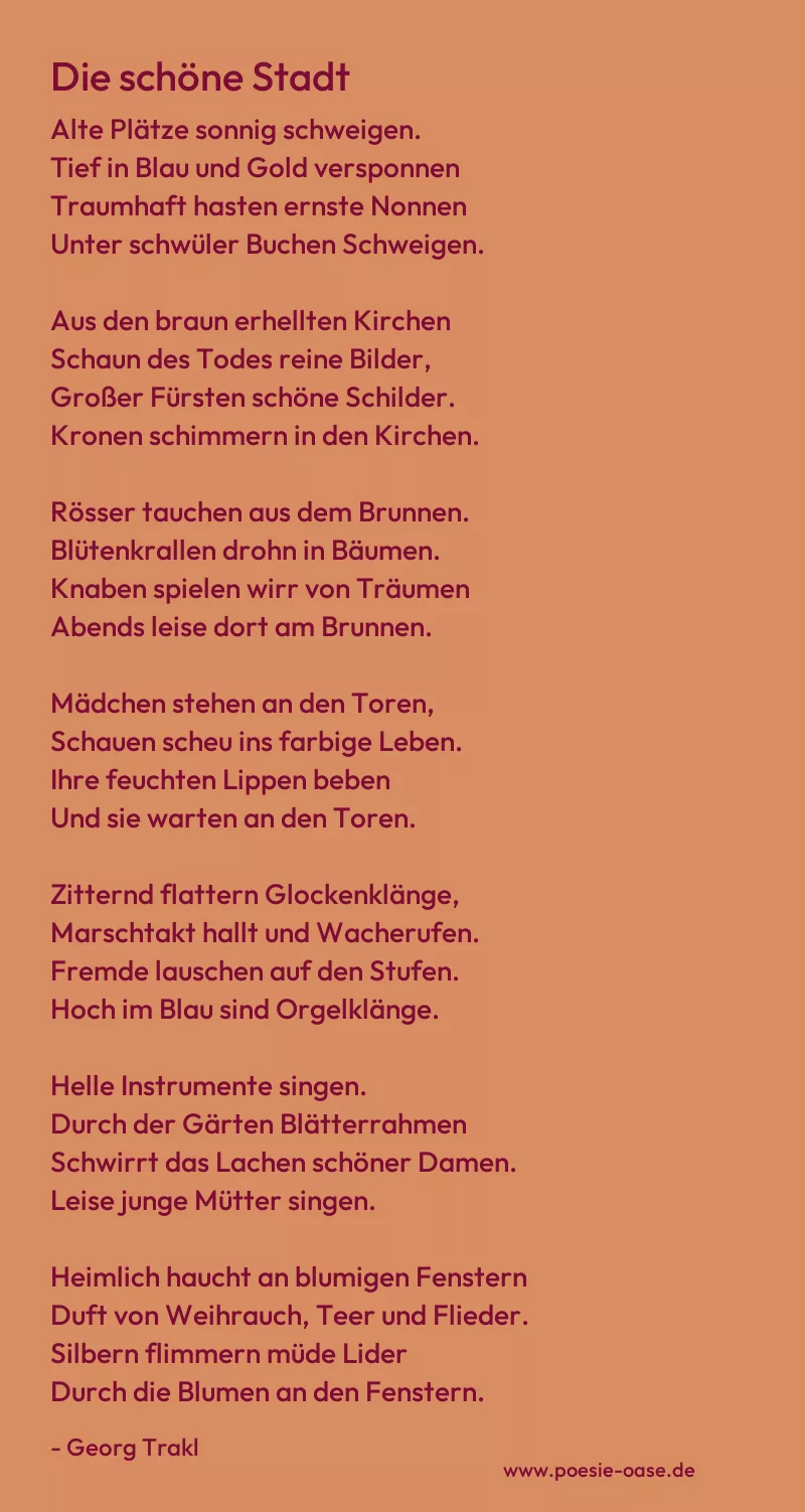 Gedicht: Die schöne Stadt von Georg Trakl