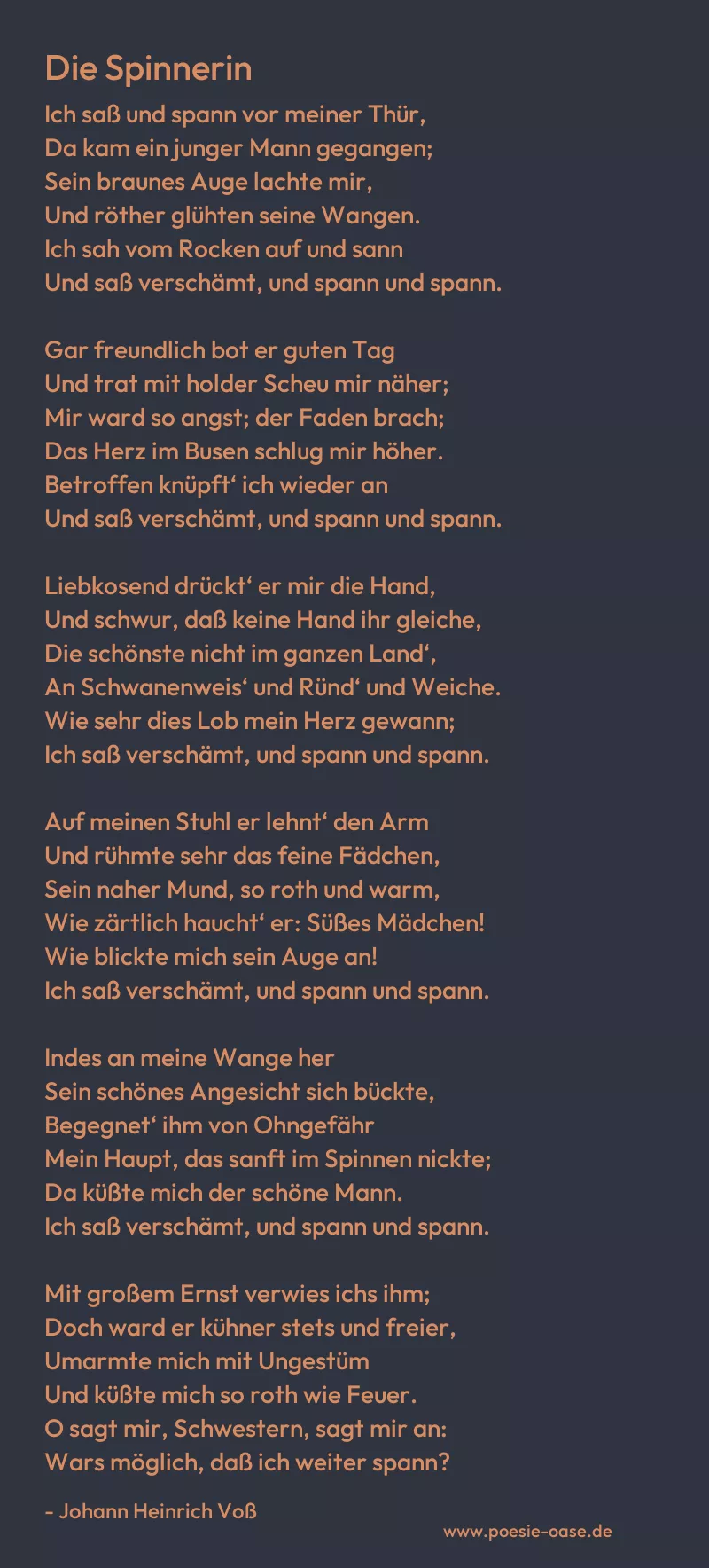 Gedicht: Die Spinnerin von Johann Heinrich Voß