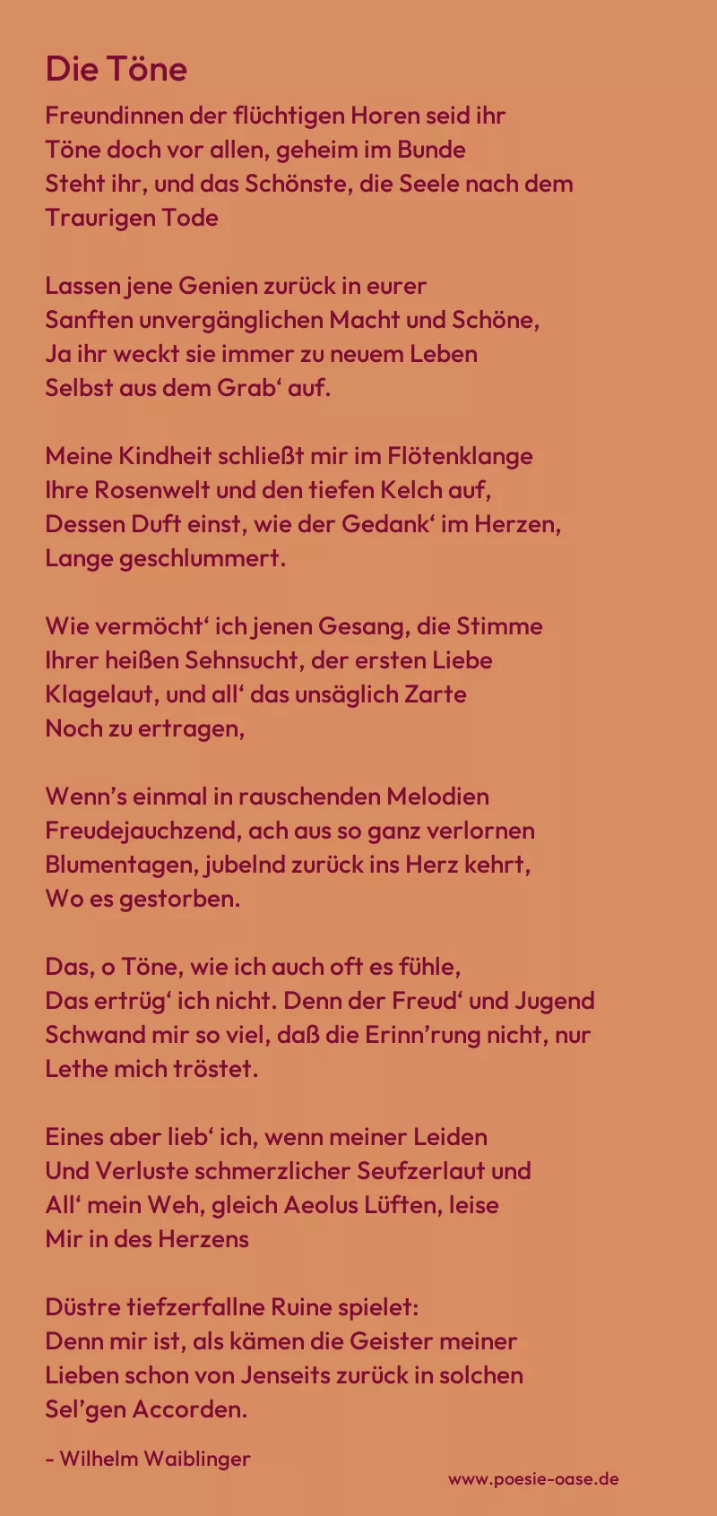 Gedicht: Die Töne von Wilhelm Waiblinger