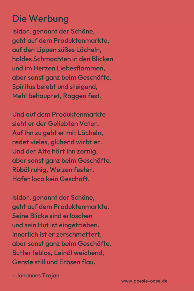 Gedicht: Die Werbung von Johannes Trojan