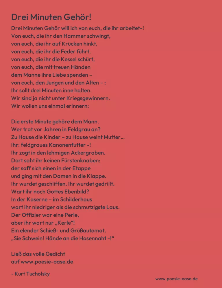 Drei Minuten Gehör!