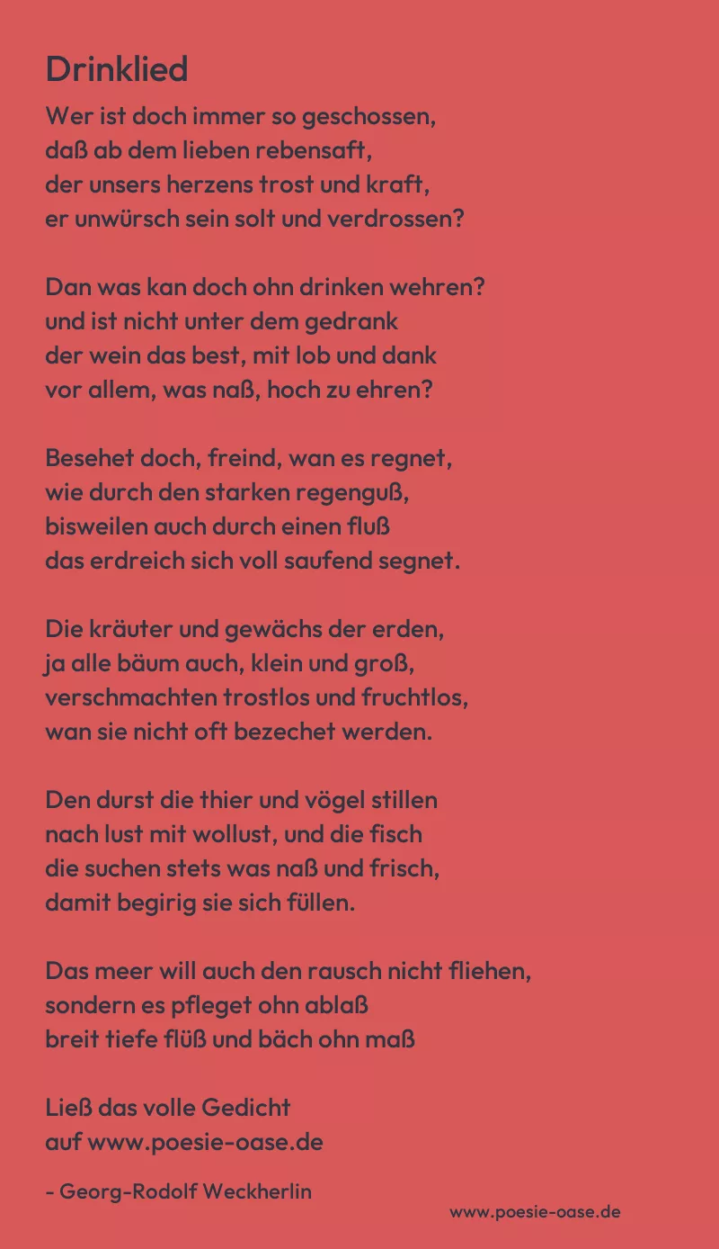 Gedicht: Drinklied von Georg-Rodolf Weckherlin