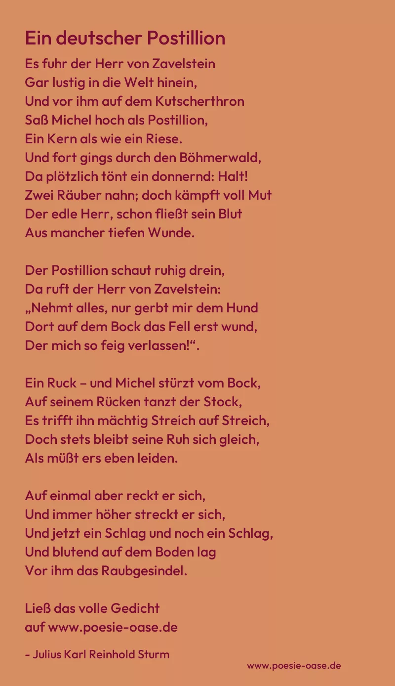Gedicht: Ein deutscher Postillion von Julius Karl Reinhold Sturm