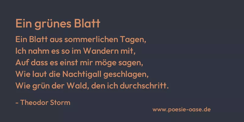 Gedicht: Ein grünes Blatt von Theodor Storm