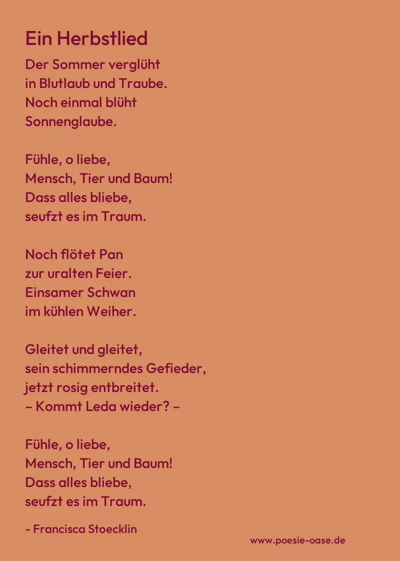 Gedicht: Ein Herbstlied von Francisca Stoecklin