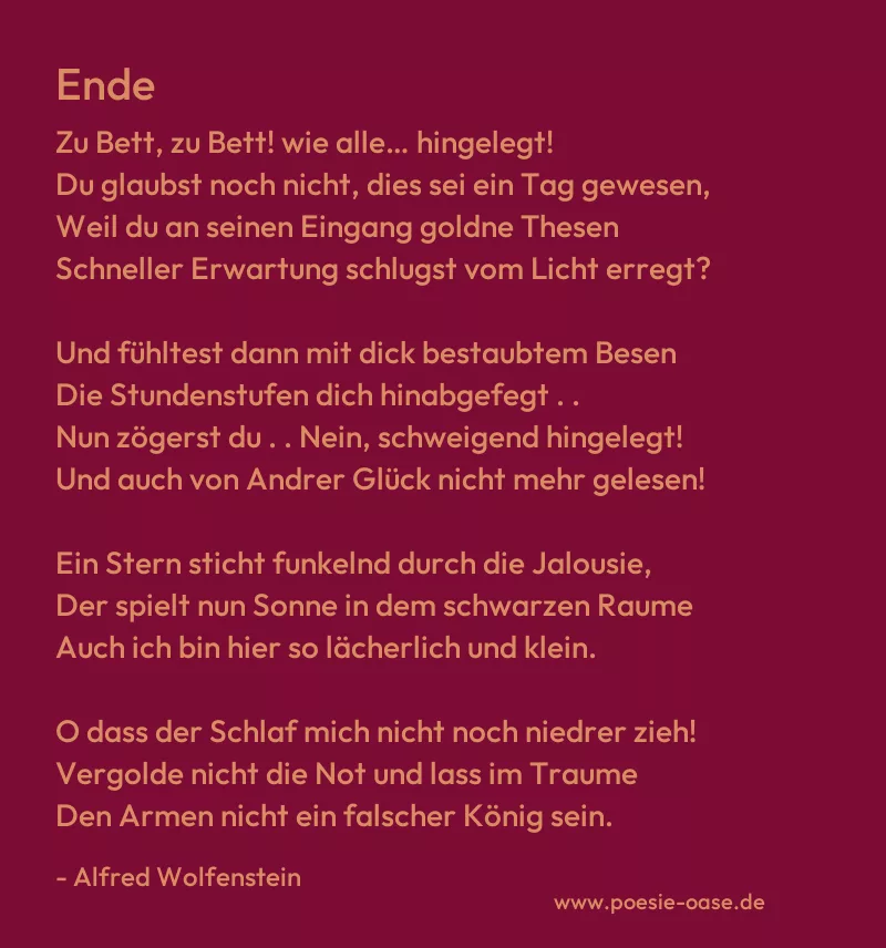Gedicht: Ende von Alfred Wolfenstein
