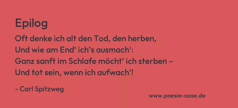 Gedicht: Epilog von Carl Spitzweg