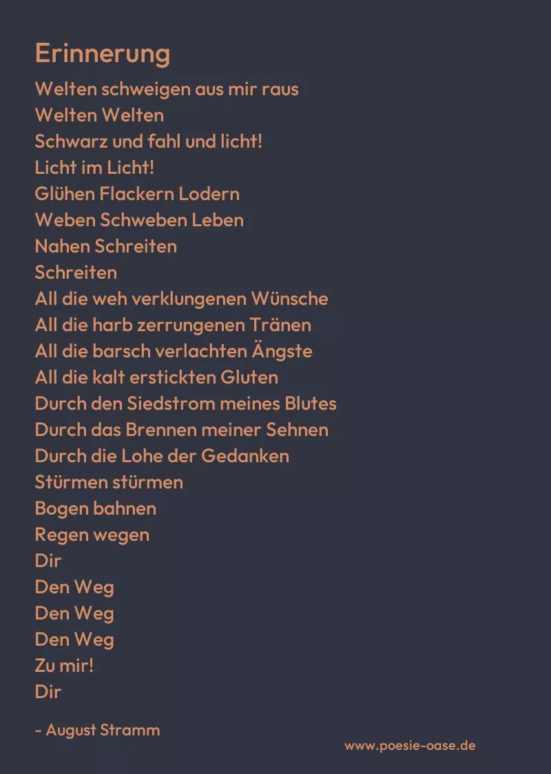 Gedicht: Erinnerung von August Stramm
