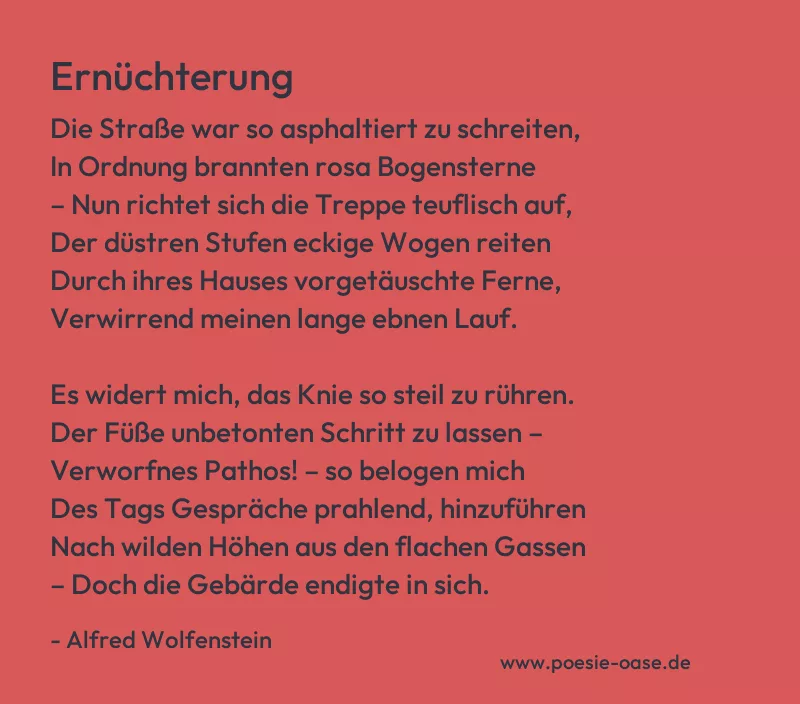 Gedicht: Ernüchterung von Alfred Wolfenstein