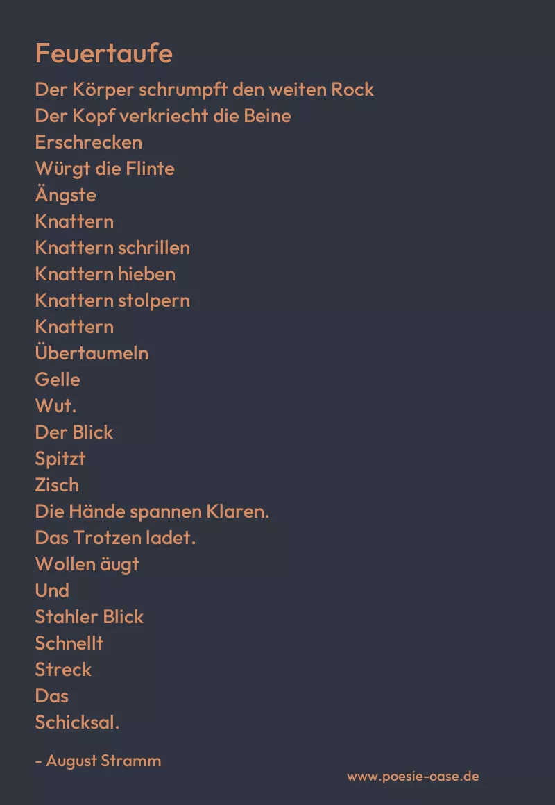 Gedicht: Feuertaufe von August Stramm