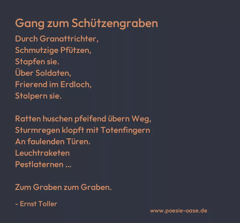 Gedicht: Gang zum Schützengraben von Ernst Toller