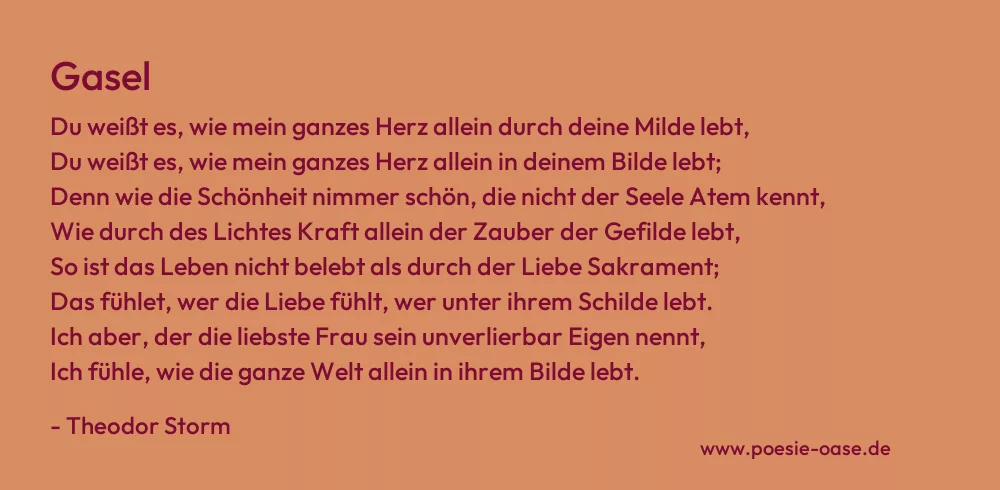 Gedicht: Gasel von Theodor Storm