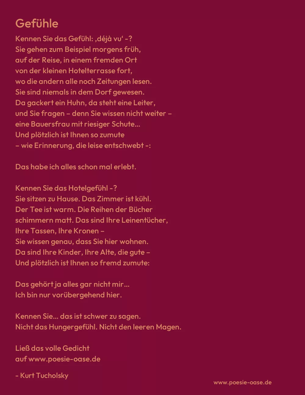 Gedicht: Gefühle von Kurt Tucholsky