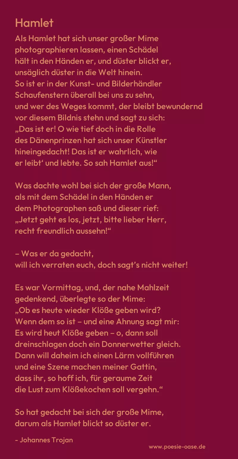 Gedicht: Hamlet von Johannes Trojan