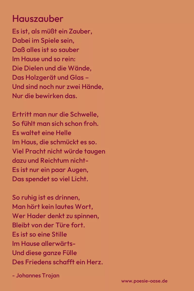 Gedicht: Hauszauber von Johannes Trojan