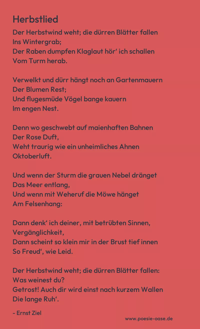 Gedicht: Herbstlied von Ernst Ziel
