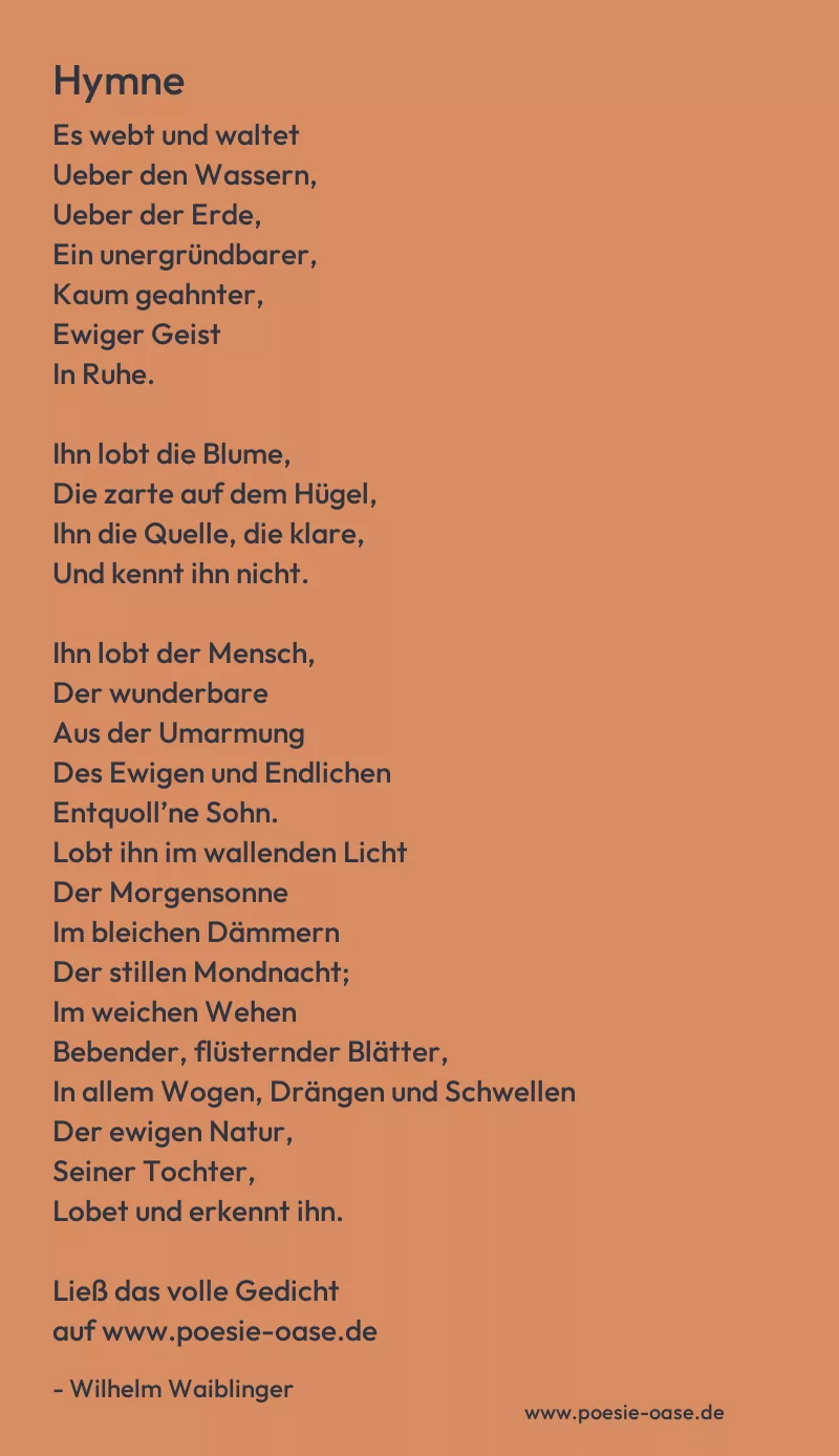 Gedicht: Hymne von Wilhelm Waiblinger