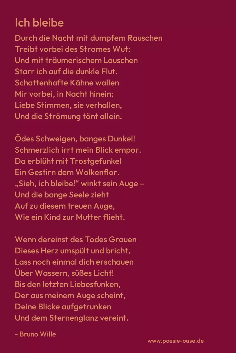Gedicht: Ich bleibe von Bruno Wille