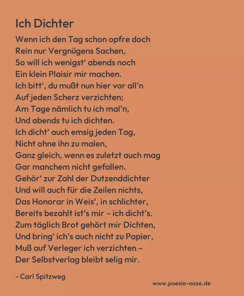 Gedicht: Ich Dichter von Carl Spitzweg
