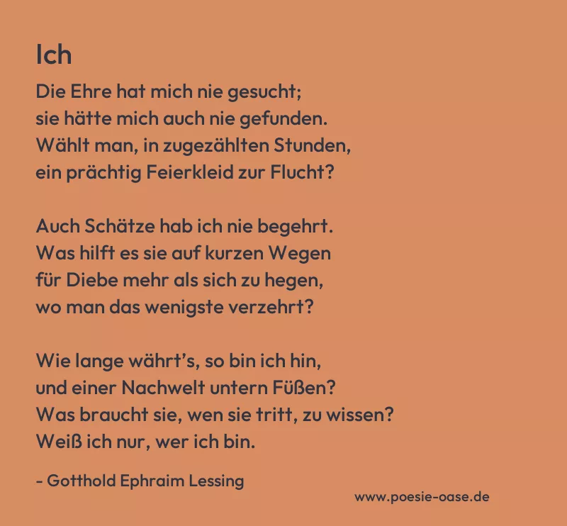 Gedicht: Ich von Gotthold Ephraim Lessing