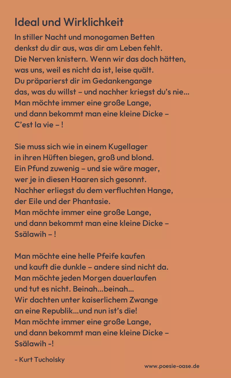 Gedicht: Ideal und Wirklichkeit von Kurt Tucholsky