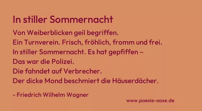 Gedicht: In stiller Sommernacht von Friedrich Wilhelm Wagner