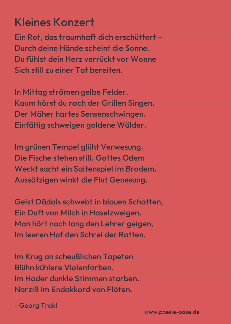 Gedicht: Kleines Konzert von Georg Trakl