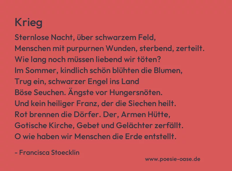 Gedicht: Krieg von Francisca Stoecklin