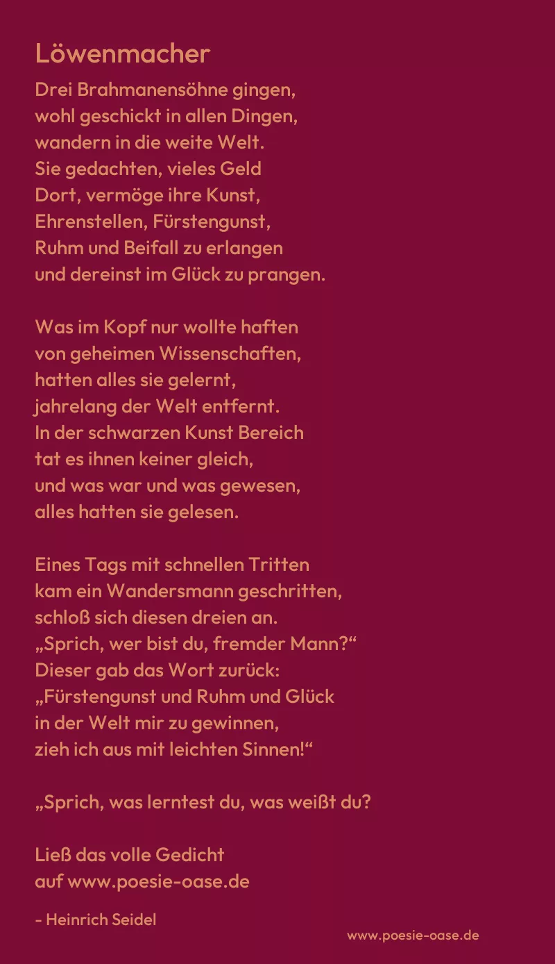 Gedicht: Löwenmacher von Heinrich Seidel