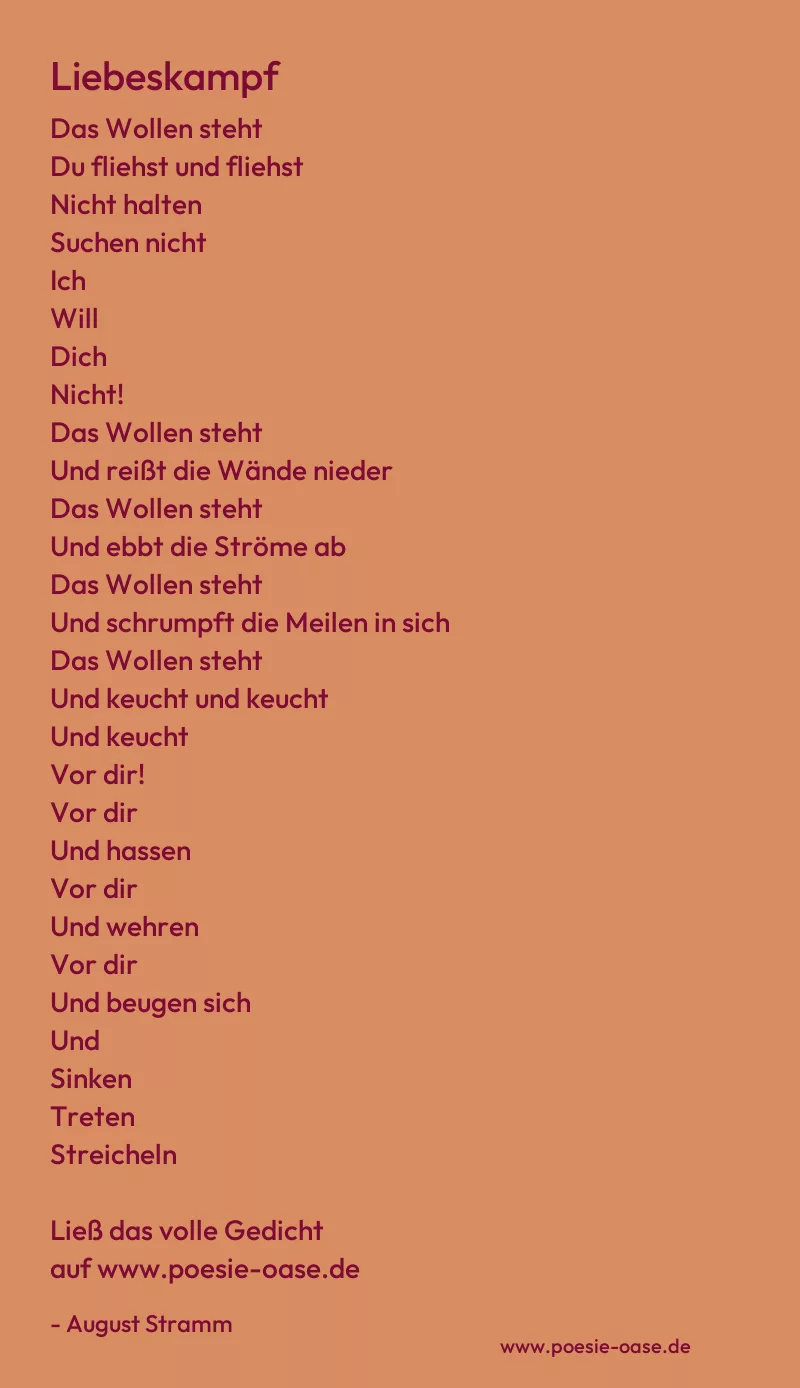 Gedicht: Liebeskampf von August Stramm