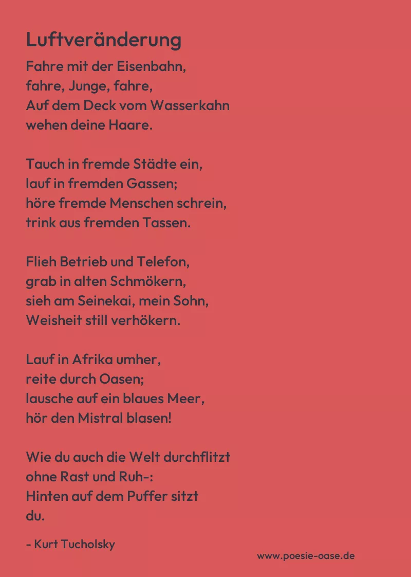 Gedicht: Luftveränderung von Kurt Tucholsky