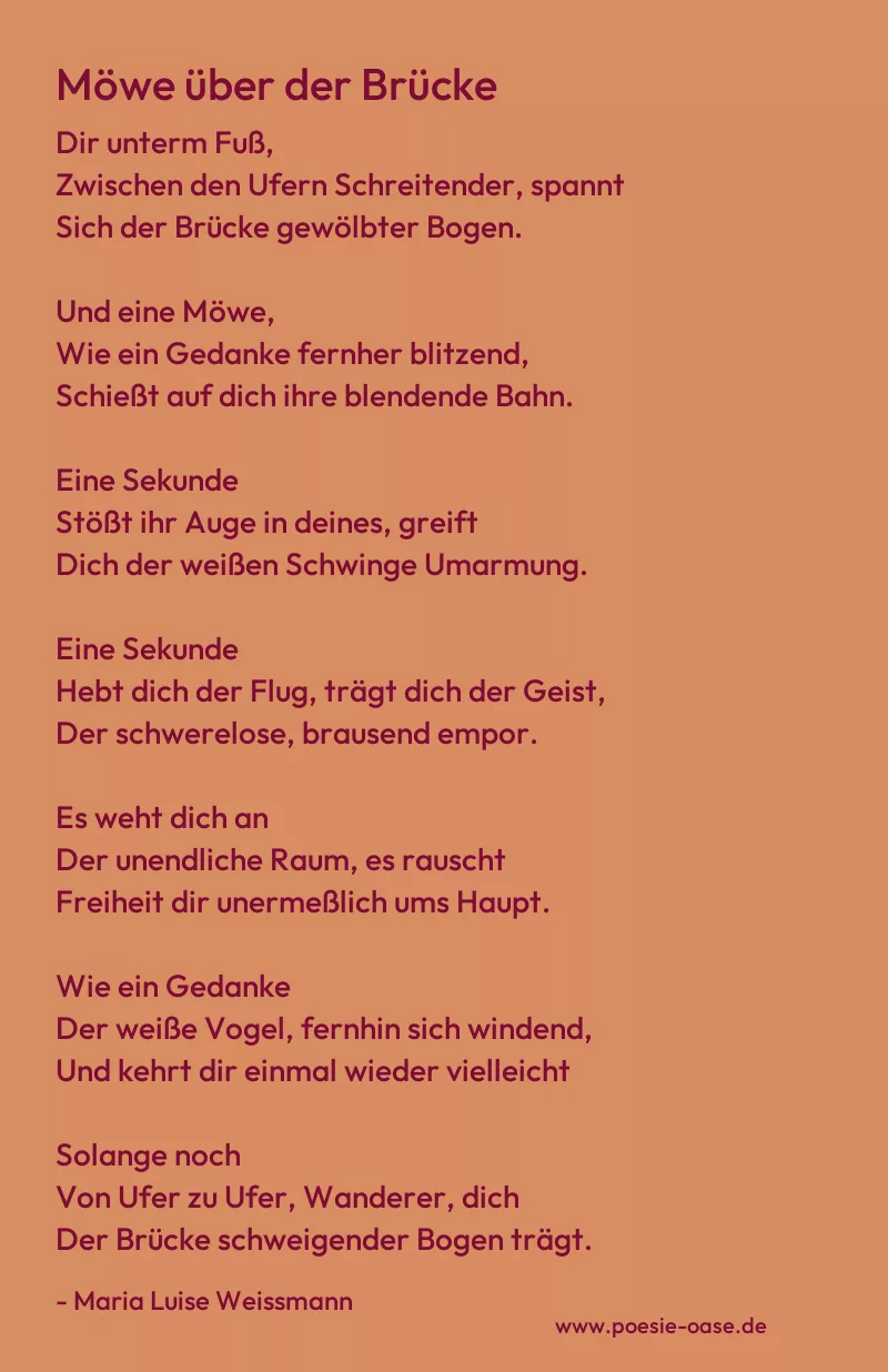 Gedicht: Möwe über der Brücke von Maria Luise Weissmann