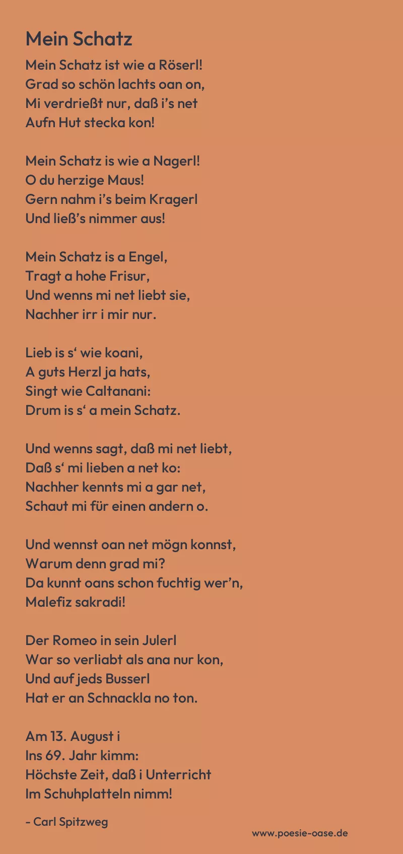 Gedicht: Mein Schatz von Carl Spitzweg