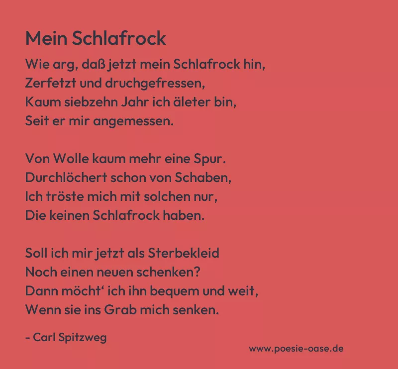 Gedicht: Mein Schlafrock von Carl Spitzweg
