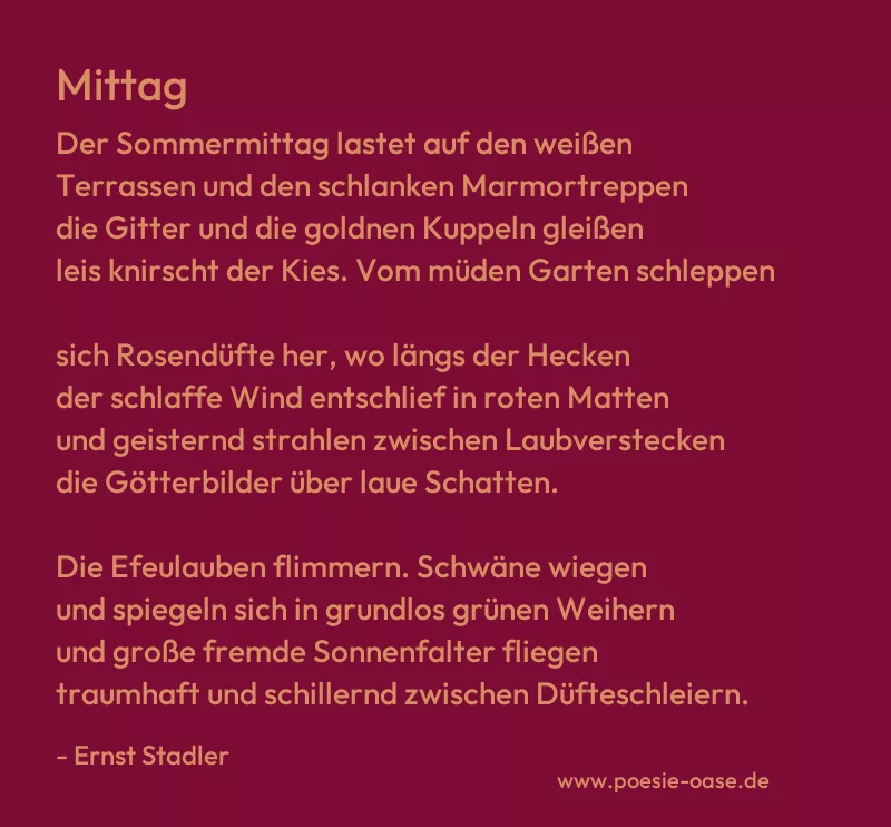 Gedicht: Mittag von Ernst Stadler